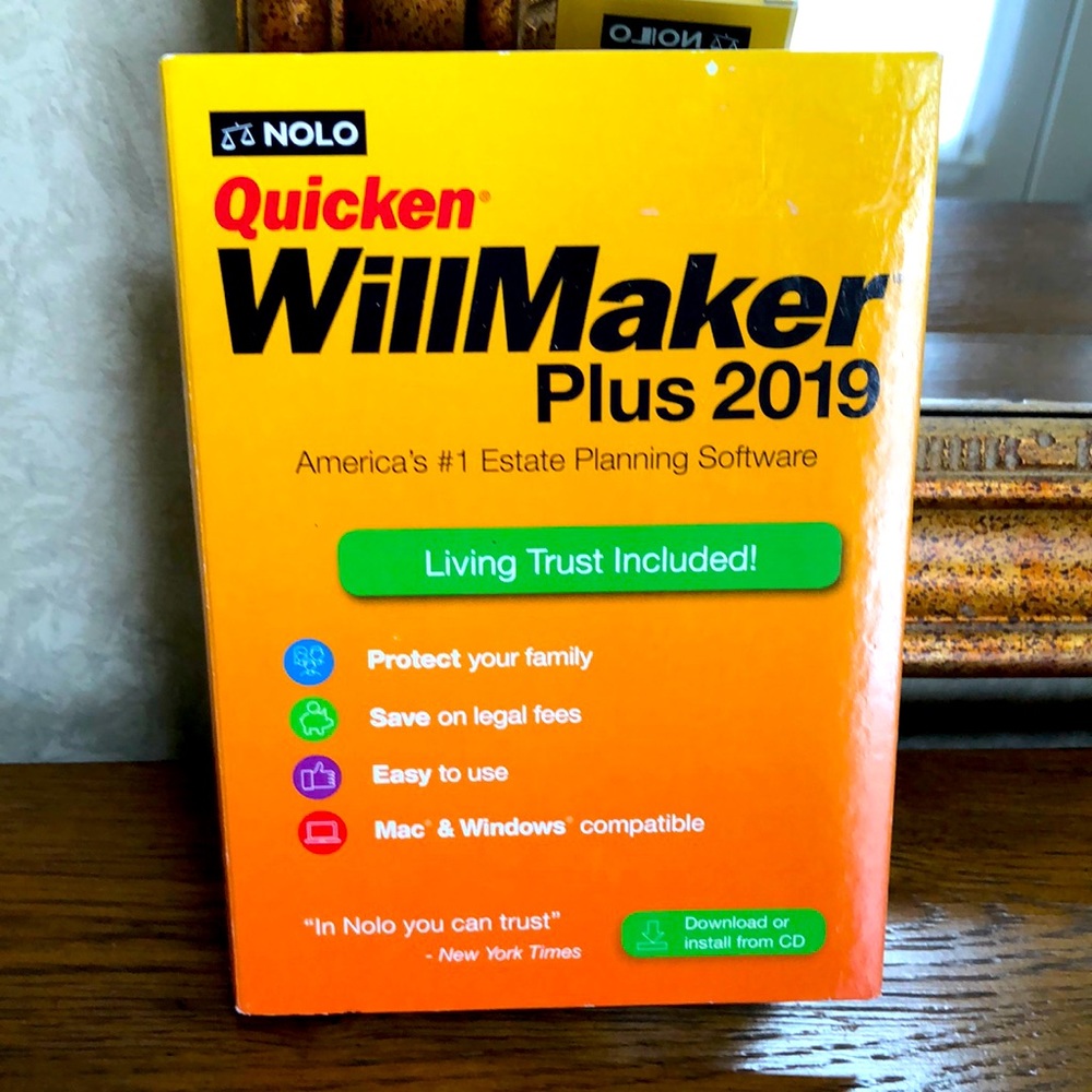 New Nolo Quicken WillMaker Plus 2019.  America’s #1 Estate Planning Software.